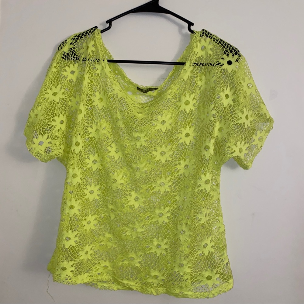 Neon yellow lace top